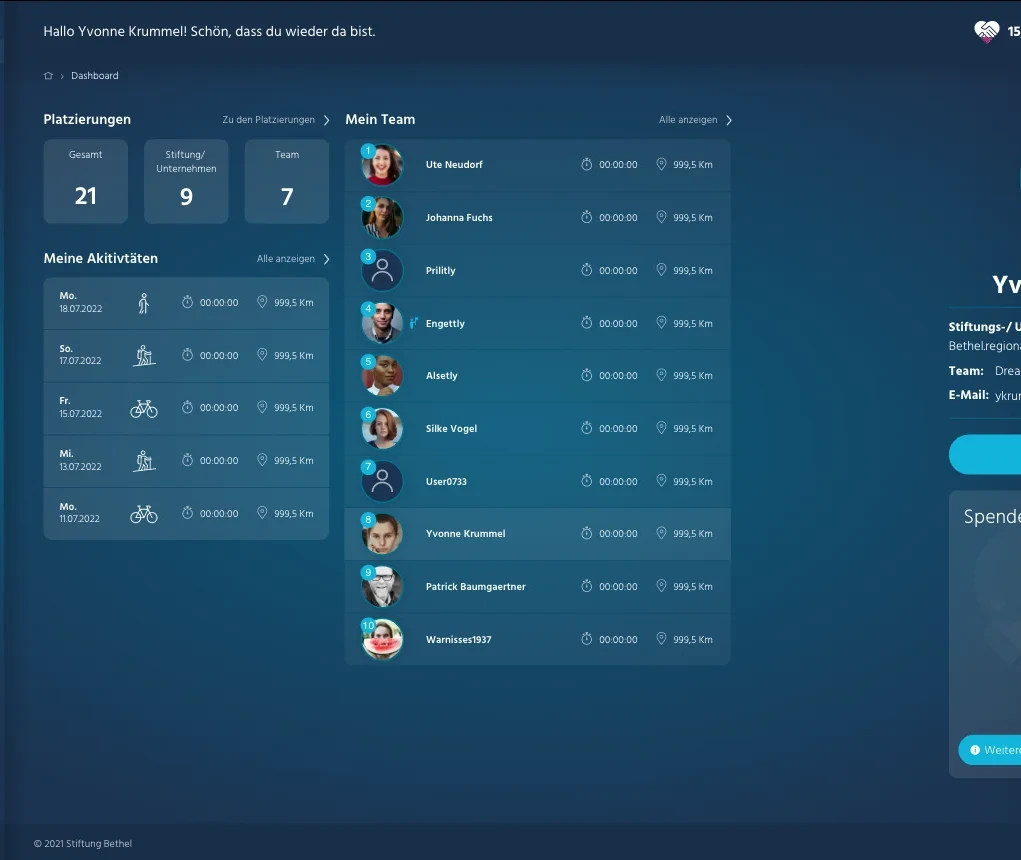 Bethel bewegt: Employee Fitness Challenge Platform