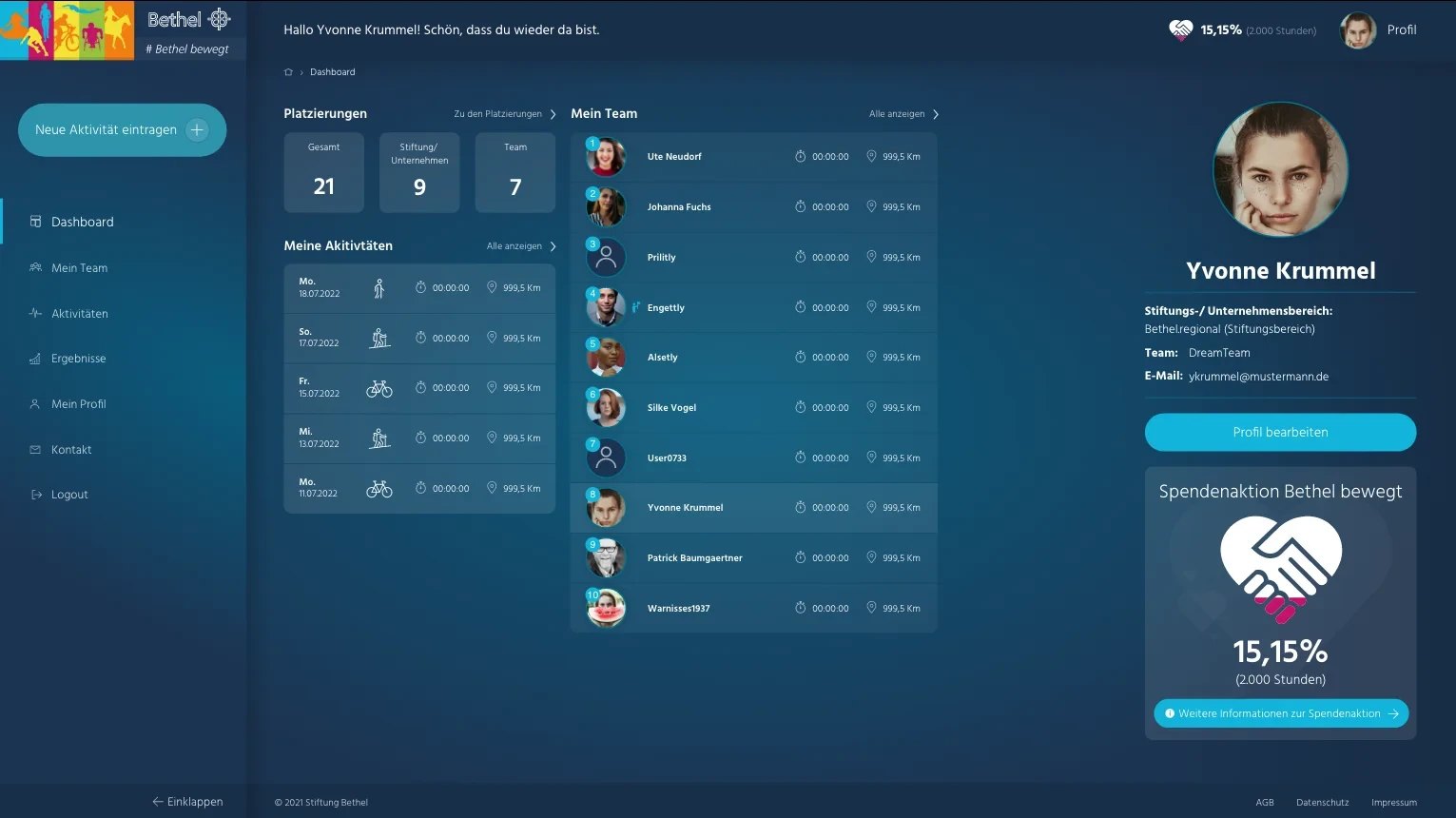 Bethel bewegt: Employee Fitness Challenge Platform screenshot 1