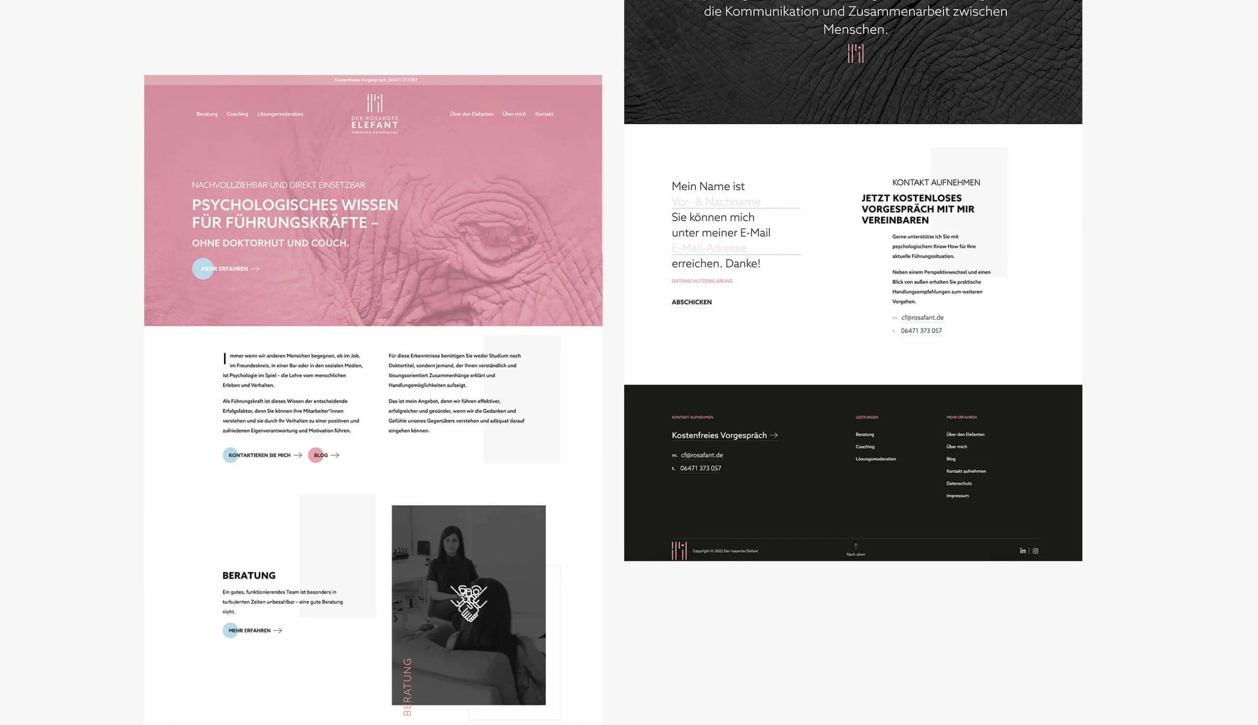 Der rosarote Elefant: Branding & Website screenshot 6