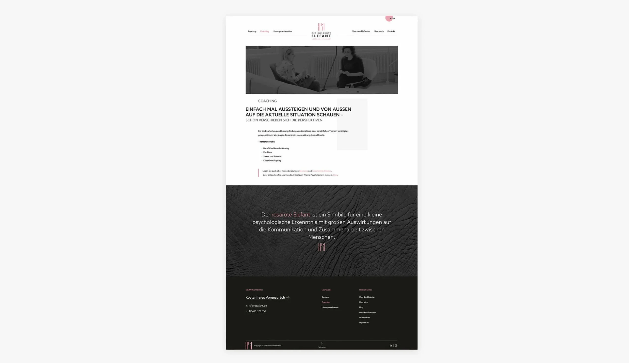 Der rosarote Elefant: Branding & Website screenshot 8