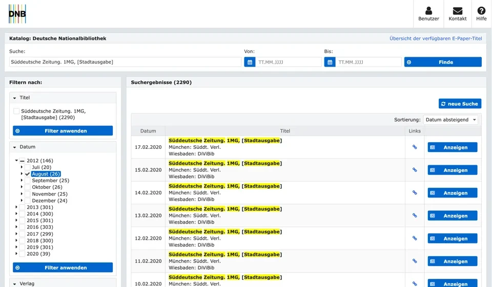 Regionalfenster: E-Paper Service for Libraries screenshot 2