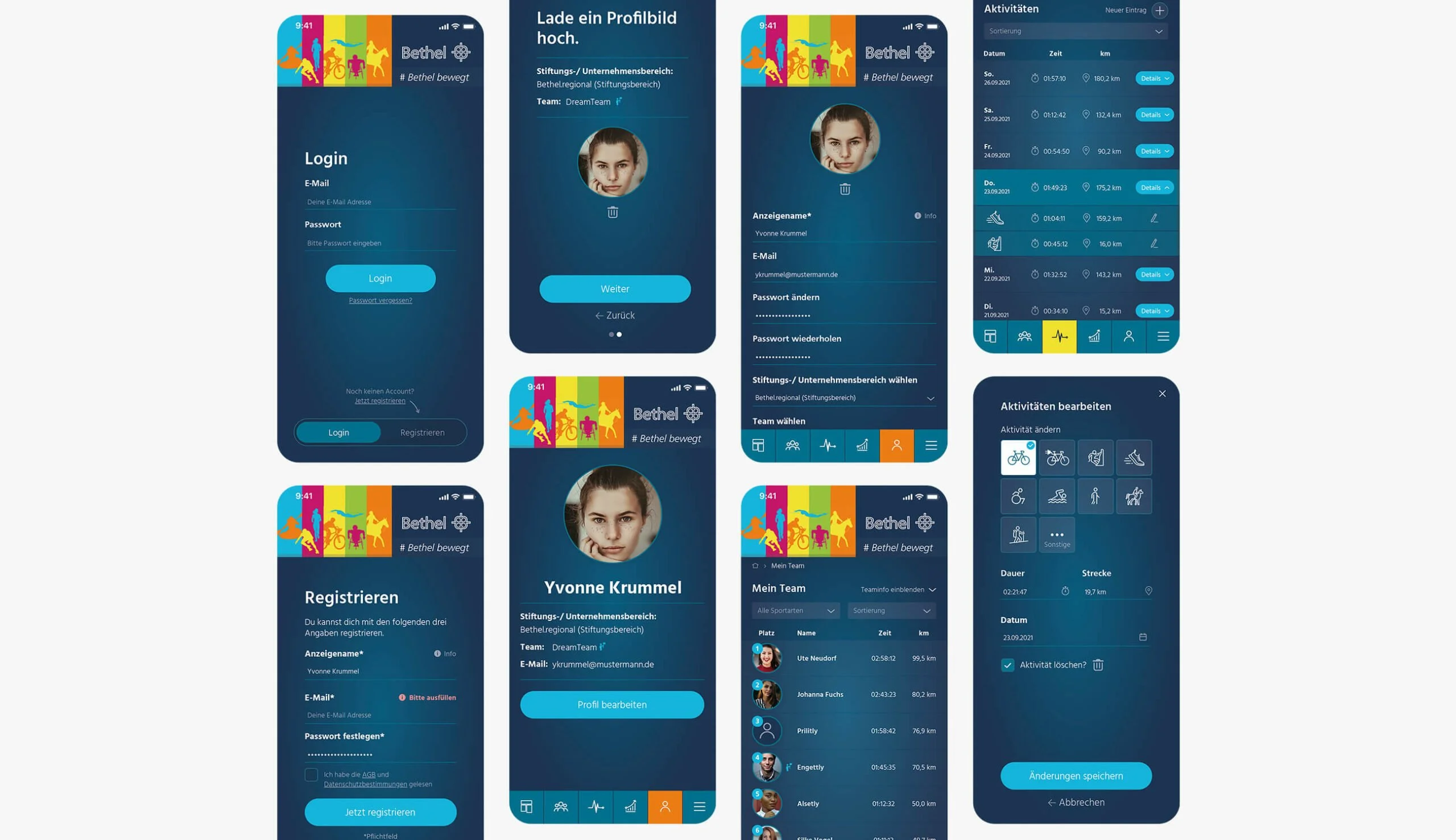 App-Entwicklung — Flutter App Screens von reflect.media für Bethel Bewegt
